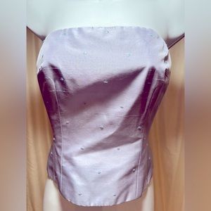 Ann Taylor Vintage Silk Dupioni Lavender Sequin Strapless Top NWT Size 2